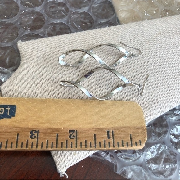 Vintage Silver Tone Hook Earrings - Picture 2 of 2